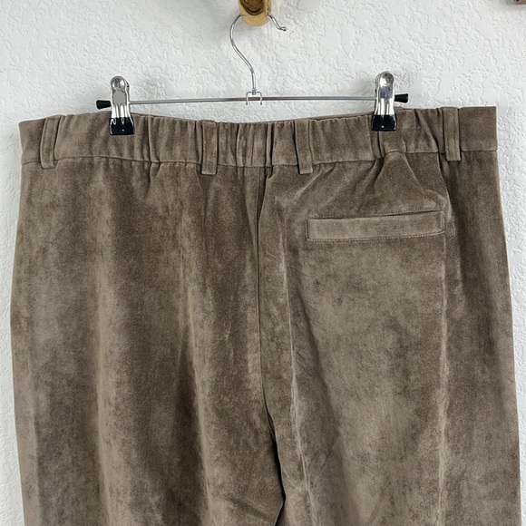 Giorgio Armani Flat Front Velvet Trousers Slant Welt Pocket Elastic Waist - Picture 5 of 9